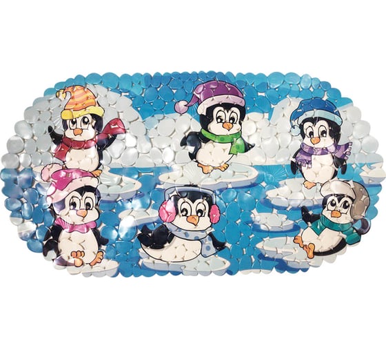 Изображение товара Коврик для ванной Melodia della vita Creative "Пингвины" противоскользящий MK022/овальный/ПВХ 21491