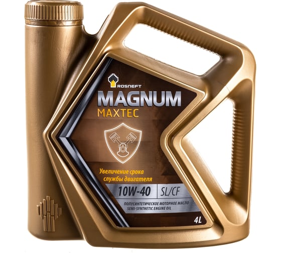 Изображение товара Полусинтетическое моторное масло Роснефть Magnum Maxtec 10W-40 SL-CF канистра 4 л 40814742