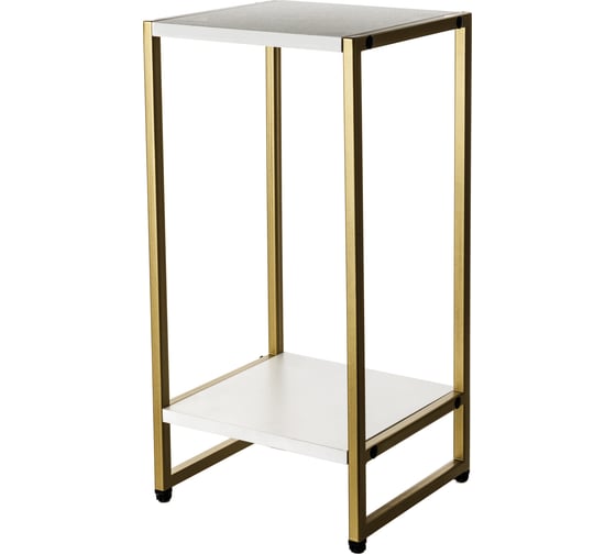 Изображение товара Подставка для цветов Saros Polymer напольная металлическая цвет золотой с белыми полками в стиле Лофт 550х250х280 мм 420001