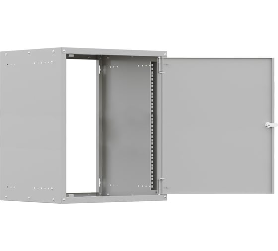 Изображение товара Шкаф настенный телекоммуникационный NTSS W 18U 600х600х964мм, 2 профиля 19, дверь сплошная металл, боковые стенки съемные, разобранный, серый RAL 7035 NTSS-W18U6060FD