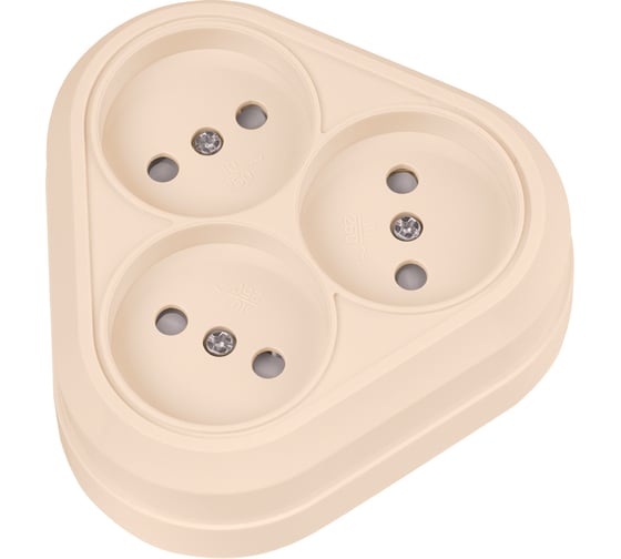 Изображение товара Розетка TDM ELECTRIC треугольная, 2П, открытой установки, IP20, 10А, с защитными шторками, слоновая кость, Ладога SQ1801-0237