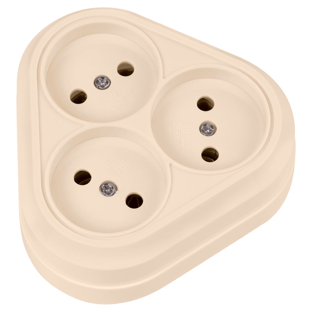 Изображение товара Розетка TDM ELECTRIC треугольная 2П IP20 10А слоновая кость