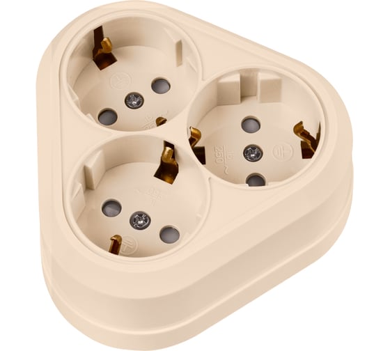 Изображение товара Розетка TDM ELECTRIC треугольная, 2П+3, открытой установки, IP20, 16A, с защитными шторками, сл.кость, Ладога SQ1801-0239