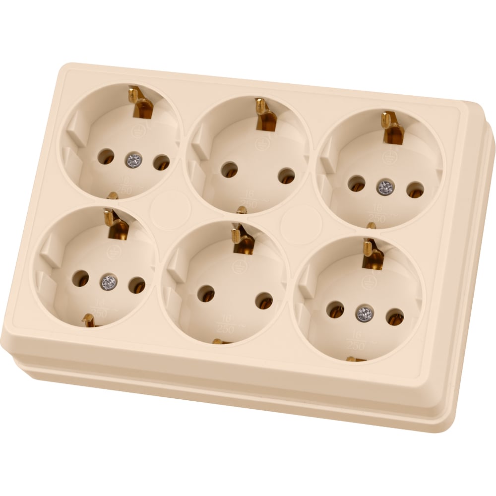 Изображение товара Розетка TDM ELECTRIC Ладога шестиместная, открытая установка, 16А