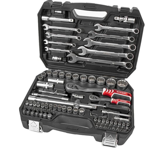 Изображение товара Набор инструментов ARNEZI 82 пр. 12-гранные головки 1/4DR, 1/2DR R0902082