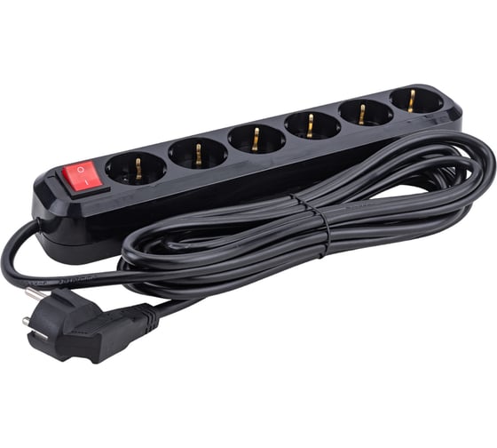 Изображение товара Сетевой фильтр 5bites 5м, 6 розеток, 16A, черный SP6B-350