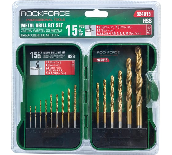 Изображение товара Сверла по металлу Rockforce набор 15 предметов RF-924U15(61606)