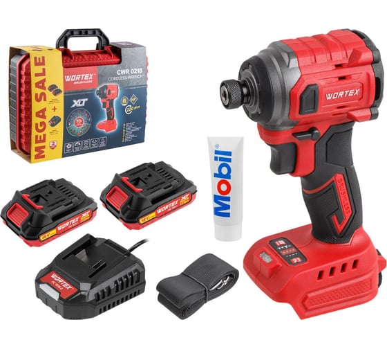 Изображение товара Аккумуляторный ударный гайковерт/винтоверт WORTEX CWR 0218 в чем. XLT 2x2 А*ч, бесщеточный, 18 В, 220 Н*м 1329731