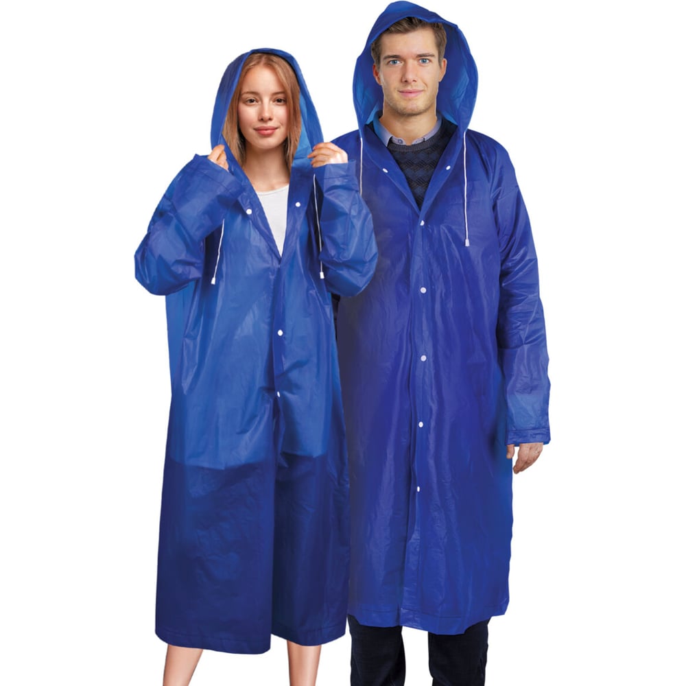 Изображение товара Дождевик плащ ОФИСМАГ синий на кнопках EVA многоразовый прочный, чехол, универсальный р-р, SHAMAANI 610931