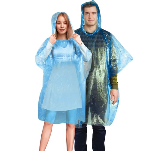 Изображение товара Дождевик пончо ОФИСМАГ синий полиэтиленовый, универсальный размер, SHAMAANI 610940