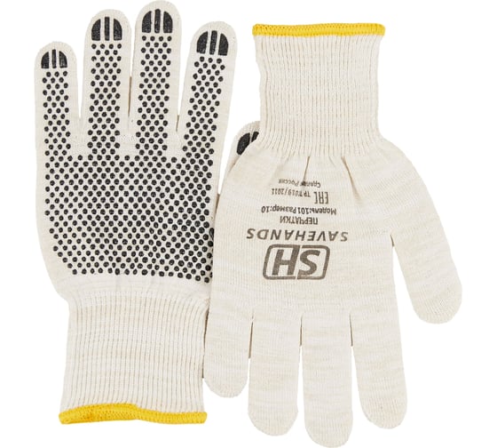 Изображение товара Перчатки SaveHands 101, ХБ с гелевым ПВХ покрытием 100101