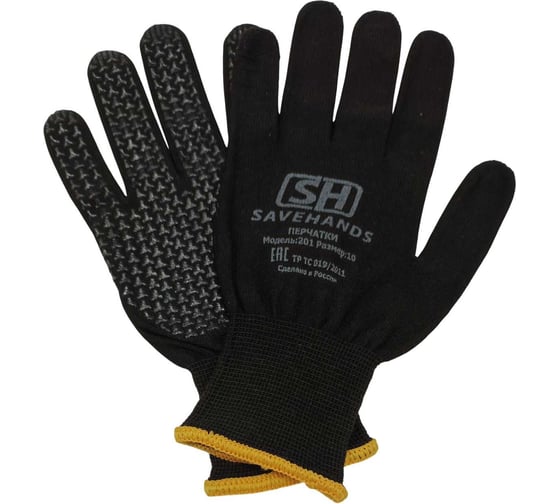 Изображение товара Перчатки SaveHands 201, нейлоновые с гелевым ПВХ покрытием 101201