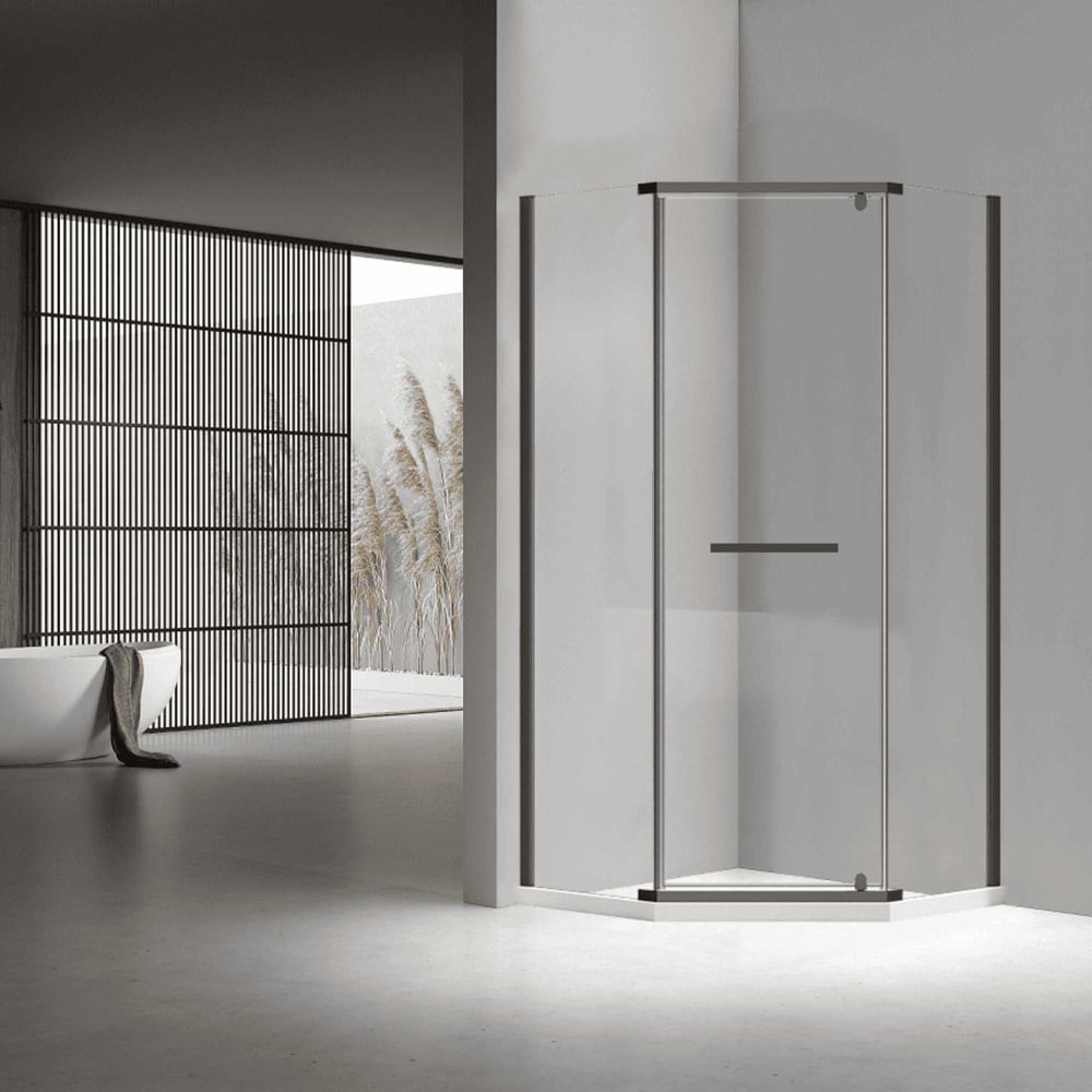 Изображение товара Душевой уголок RGW 100х100х195 трапеция черный стекло 6 мм