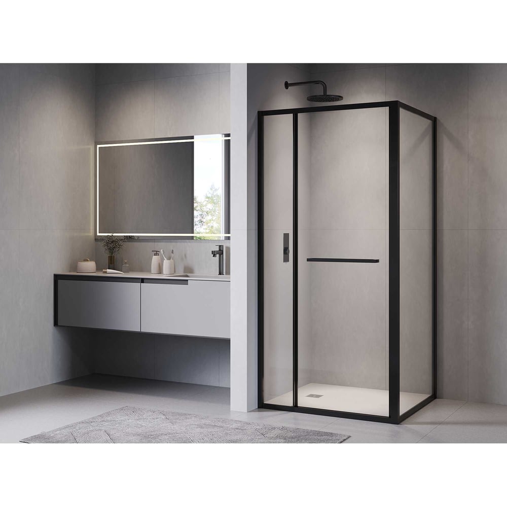 Изображение товара Душевой уголок RGW 120х80х200 LE-45-B с черным профилем и прозрачным стеклом