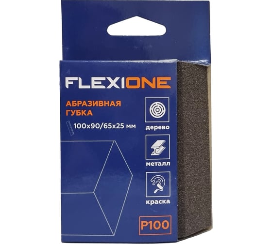 Изображение товара Губка абразивная Flexione 4-х стр. 100x90/65x25мм Р100 (трапецевидная) 90000484
