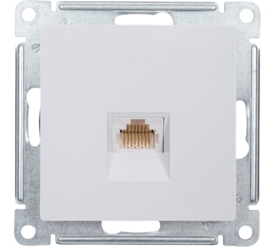 Изображение товара 1-местный механизм телефонной розетки Systeme Electric скрытой проводки AtlasDesign RJ11 белый ATN000181