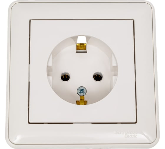 Изображение товара 1-местная розетка Systeme Electric скрытой проводки W59 16А IP20 с заземлением без защитных шторок белая RS16-154-18