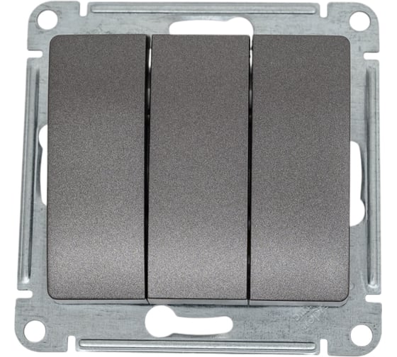 Изображение товара 3-клавишный механизм выключателя Systeme Electric скрытой проводки Glossa 10А IP20 3 10AX графит GSL001331