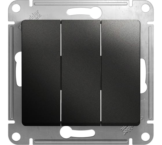 Изображение товара 3-клавишный механизм выключателя Systeme Electric скрытой проводки Glossa 10А IP20 1+1+1 10AX антрацит GSL000731