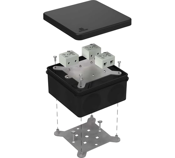 Изображение товара Коробка огнестойкая Промрукав для о/п двухкомпонентная 60-0300-FR10.0-6 Е15-Е120 RAL9005 100х100х50 60-0300-9005-FR10.0-6