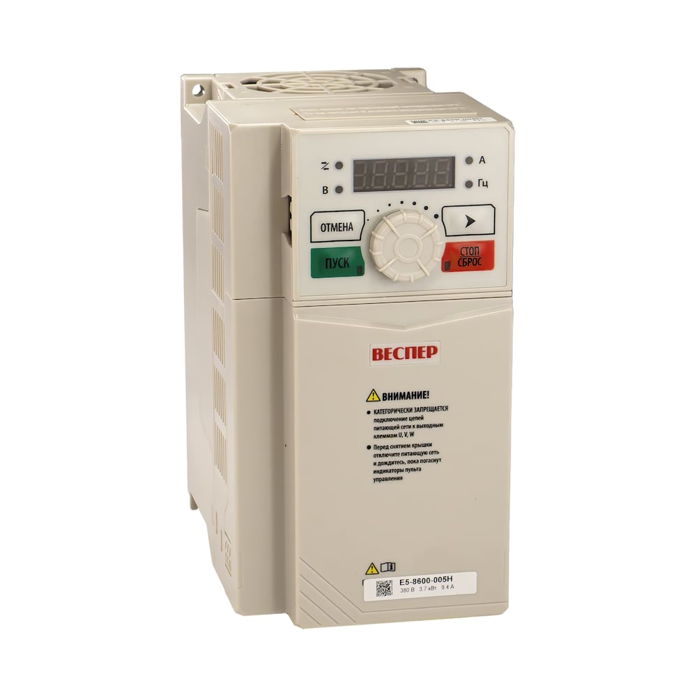 Изображение товара Преобразователь частоты Веспер E5-8600-005H 3,7 кВт, 380В с пультом