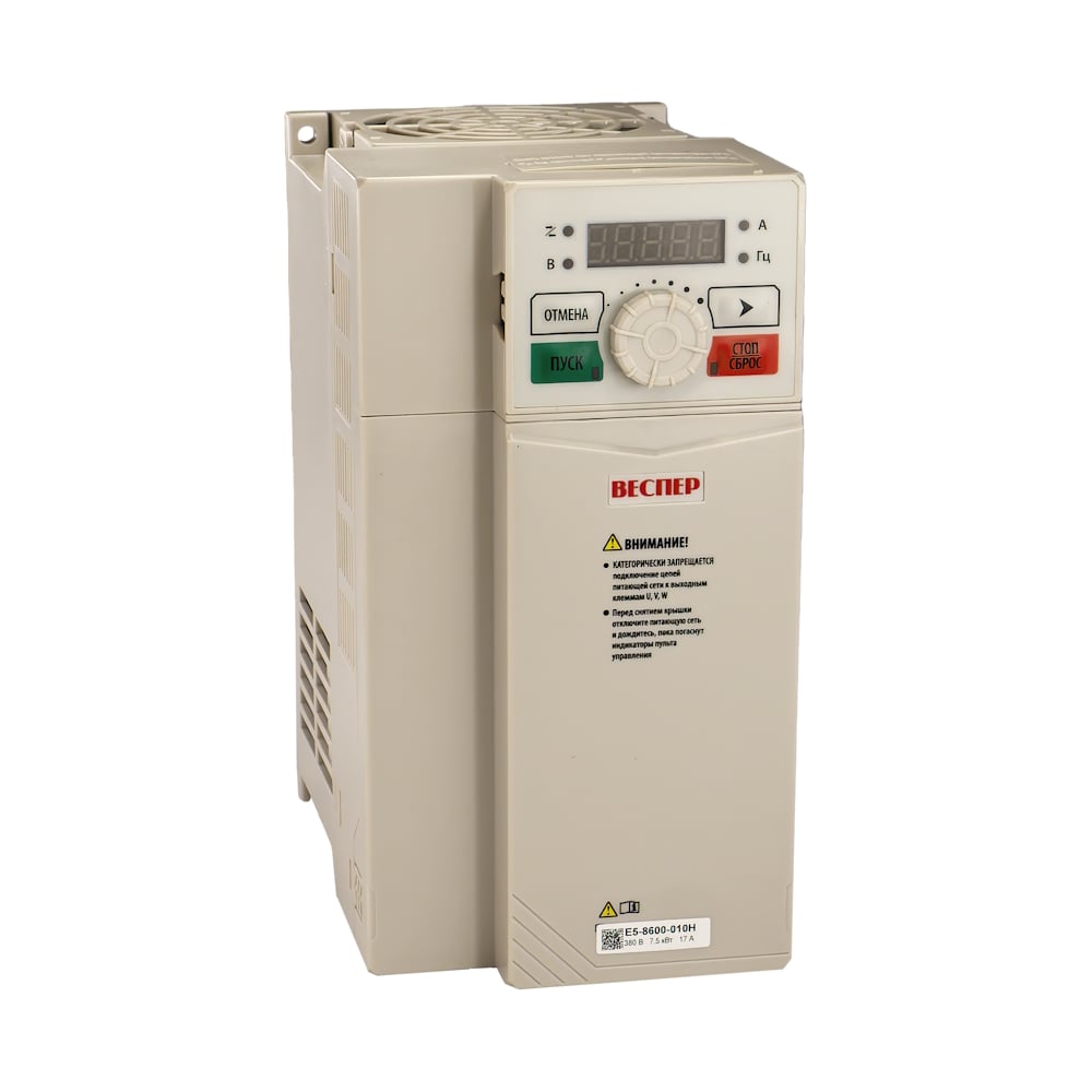 Изображение товара Преобразователь частоты Веспер E5-8600-010H 7,5 кВт, 380 В, с пультом управления