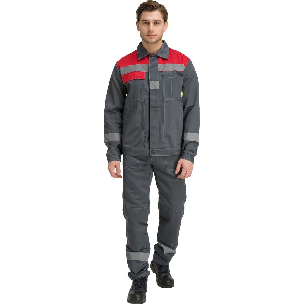 Изображение товара Костюм рабочий с полукомбинезоном Pentalab темно-серый/красный, спецодежда КОС812-3_44-46/170-176