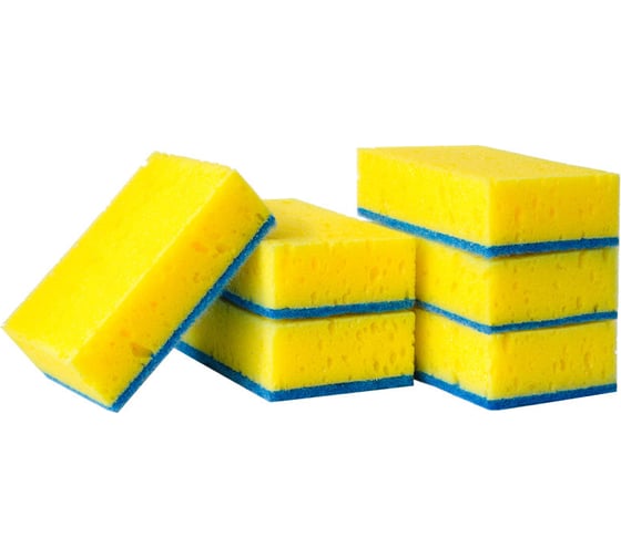 Изображение товара Губки для посуды OfficeClean крупнопористый поролон с абразивным слоем, 100х70х30 мм, 5 шт 281462