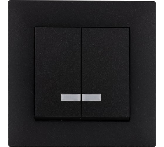 Изображение товара Выключатель MAKEL 2-клавишный СП KAREA RIZZ 10А IP20 с подсветкой черн. 88054023