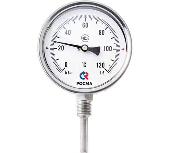 Изображение товара Термометр РОСМА БТ-52.220 (0-120С) ДК100 L=64 G1/2, коррозионностойкий, 1.5 D070-02910