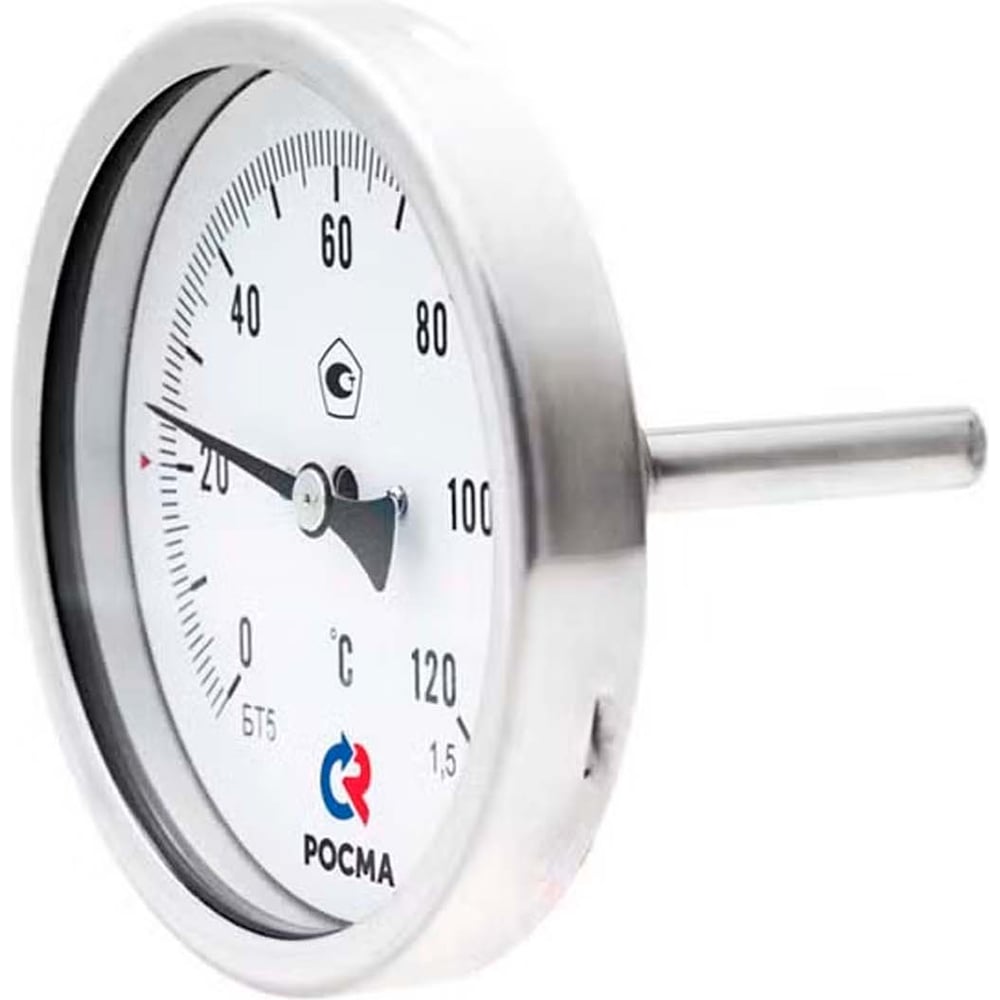 Изображение товара Термометр РОСМА БТ-51.220 0-160°C с коррозионностойкой гильзой и осевым соединением