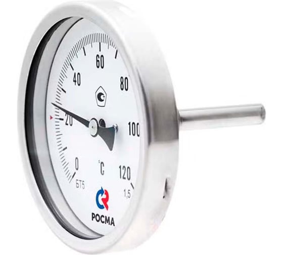 Изображение товара Термометр РОСМА БТ-51.220 (0-160С) ДК100 L=64 G1/2, коррозионностойкий, 1.5 D070-02850
