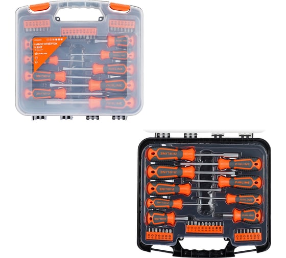Изображение товара Набор отвёрток и бит AIRLINE 33 предмета (SL, PH, PZ, HEX, TORX, SQUARE) пластиковый кейс ATAU041