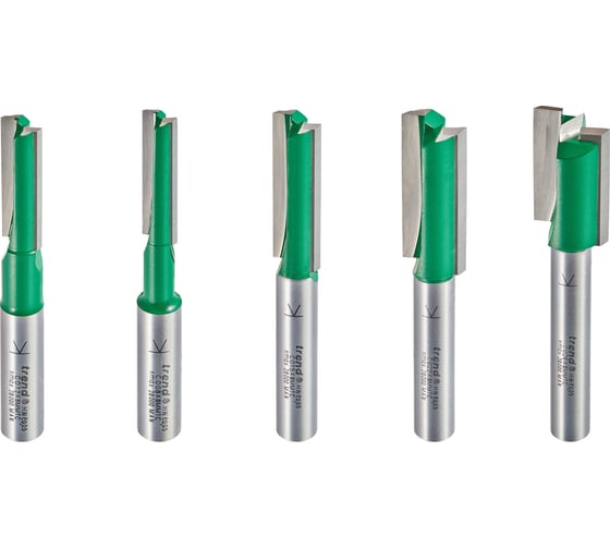 Изображение товара Набор из 5 пазовых фрез (2 лезвия, хвостовик 8 мм) по дереву TREND SET/MT2X8MMTC