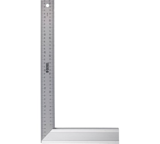 Изображение товара Угольник Denzel нержавеющая сталь, градуировка, алюминиевое основание, 400 мм 32398