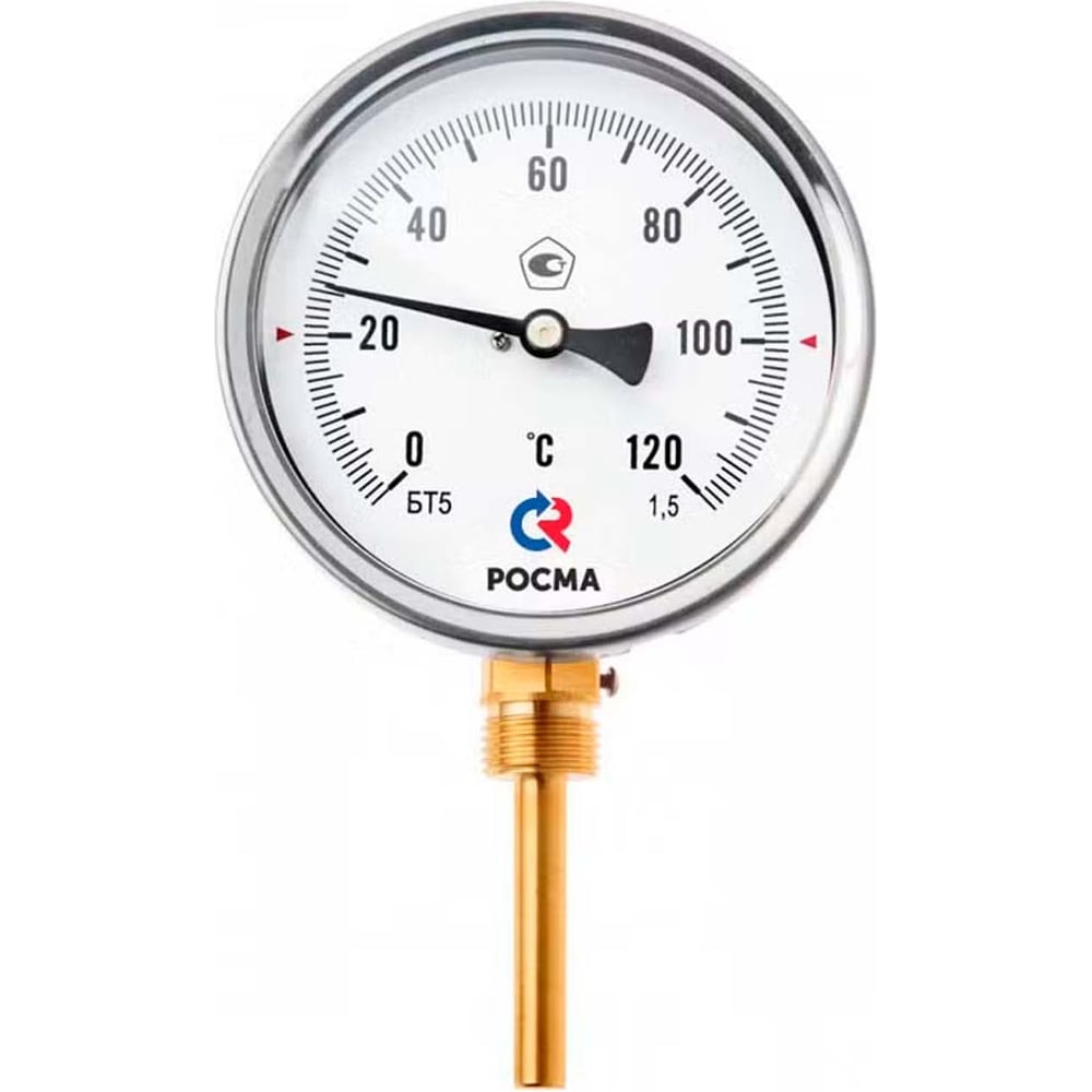 Изображение товара Термометр РОСМА БТ-52.211 0-100°C G1/2 латунь измерение температуры
