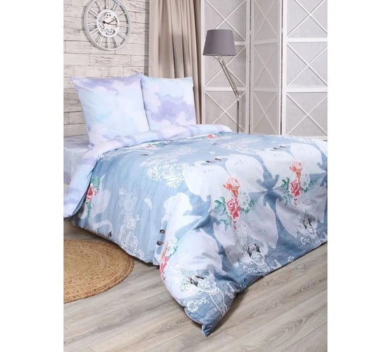 Изображение товара Комплект постельного белья Melissa 952105/004 евро Лебеди н(2) 70х70 см 4630123407637