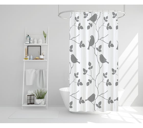 Изображение товара Шторка для ванной VIDAGE Зяблик, PEVA 180x200см с кольцами 12шт 1327043