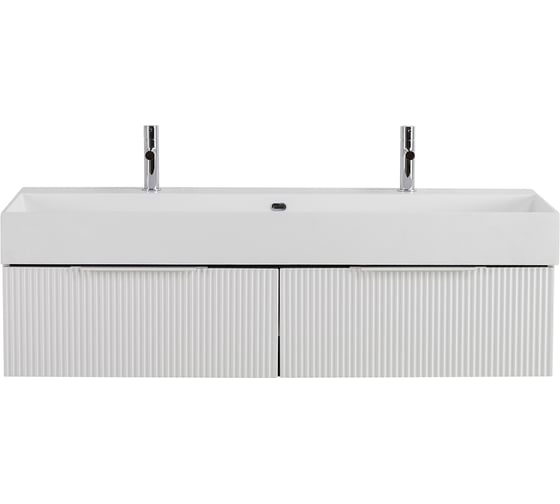 Изображение товара Тумба подвесная под раковину Cezares с двумя выдвижными ящиками PREMIUM Plisse Bianco opaco, 120x44x25 см 55426