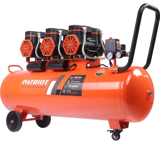 Изображение товара Компрессор поршневой безмасляный Patriot KDS 580 F100 (580 л/мин, 2.85 кВт, 8 бар, 100 л, 2800 об/мин, быстросъем + елочка) 526302499