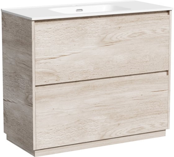Изображение товара Тумба под раковину Sancos Libra Floor напольная, 990x450x840, 2 ящика с доводчиками, дуб галифакс натуральный, LB100FEG