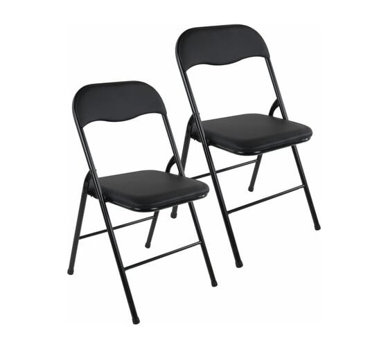 Изображение товара Стулья складные BRABIX Golf CF-007, комплект 2 шт, черный каркас, кожзам черный 533029