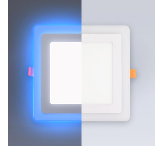Изображение товара Светодиодный встраиваемый светильник ELEGANZ трехрежимный Квадрат 18Вт 5000К+Синий 220В, EL-2CSB18