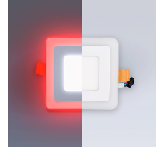 Изображение товара Светодиодный встраиваемый светильник ELEGANZ трехрежимный Квадрат 18Вт 5000К+Красный 220В, EL-2CSR18