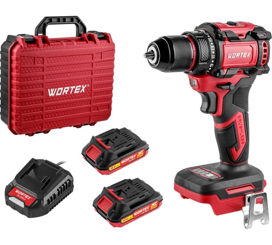 Изображение товара Аккумуляторная дрель-шуруповерт бесщеточная WORTEX BD 2025 DLi в чемодане ALL1 XLT, 18 В, 50 Н*м, 2x2 А*ч, БЗП 10 мм 1329837