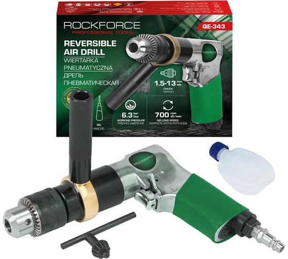Изображение товара Дрель пневматическая (700 об/мин, патрон - 1.5-13 мм) Rockforce RF-QE-343(61583)