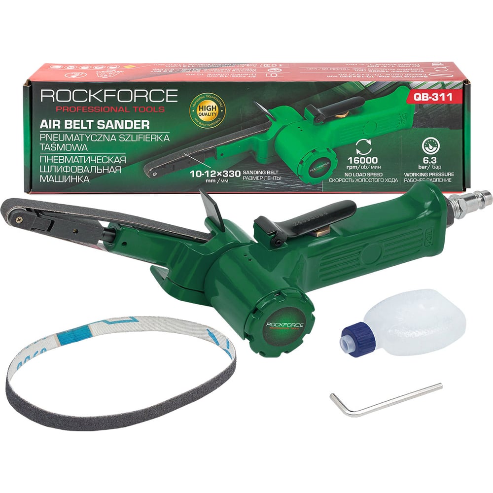 Изображение товара Пневмошлифовальная ленточная машинка Rockforce RF-QB-311 10-12 мм 330 мм 16000 об/мин