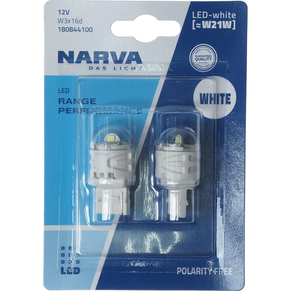 Изображение товара Автолампа NARVA W21W W3x16d LED WHITE RPL2 2шт 12V
