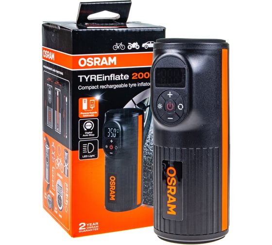 Изображение товара Компрессор портативный Osram 120PSI дисплей, LED фонарь, Powerbank 5200 mAh OTIR2000