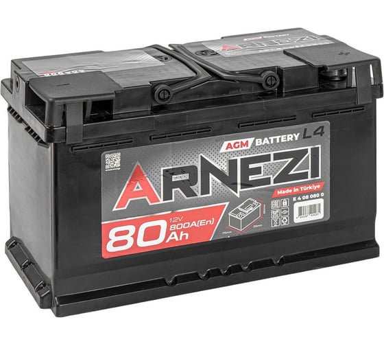 Изображение товара Аккумулятор Arnezi AGM Start-stop 80 А/ч обратный R+ 315x175x190 L4 EN 800 А E4080800